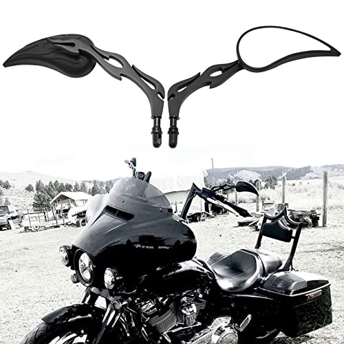 مرايا جانبية للرؤية الخلفية على شكل دمعة سوداء مقاس 8 مم متوافقة مع Road King Street Electra Glide Road Glide Dyna Softail (أسود) مرايا جانبية للرؤية الخلفية على شكل دمعة سوداء مقاس 8 مم متوافقة مع Road King Street Electra Glide Road Glide Dyna Softail (أسود)