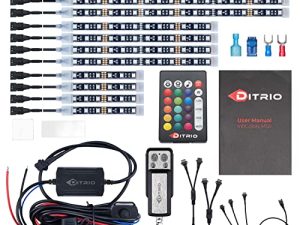 DITRIO 12 قطعة Underglow RGB LED شريط إضاءة عدة تيار مستمر 12 فولت مع 2 أنماط ضوء الفرامل الوامض الأحمر للدراجات النارية Trikes Golf Carts ATVs UTVs - M12r