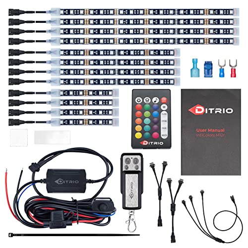 DITRIO 12 قطعة Underglow RGB LED شريط إضاءة عدة تيار مستمر 12 فولت مع 2 أنماط ضوء الفرامل الوامض الأحمر للدراجات النارية Trikes Golf Carts ATVs UTVs - M12r DITRIO 12 قطعة Underglow RGB LED شريط إضاءة عدة تيار مستمر 12 فولت مع 2 أنماط ضوء الفرامل الوامض الأحمر للدراجات النارية Trikes Golf Carts ATVs UTVs - M12r