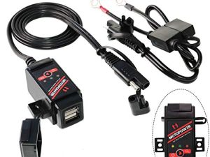 MOTOPOWER MP0608 3.1Amp دراجة نارية منفذ USB مزدوج SAE إلى محول USB مراقب بطارية مع التحكم في التبديل ومؤشرات LED