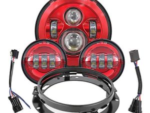 مصباح أمامي LED مقاس 7 بوصات من TRUCKMALL ، مصابيح لتمرير الضباب 4.5 بوصة ، متوافقة مع Touring Road King Ultra Classic Street Glide Tri Cvo Heritage Softail Slim Deluxe Fatboy Red