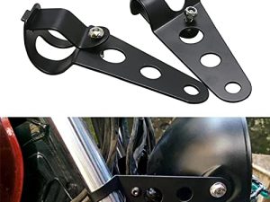 ANKIA Universal 33mm-43mm Metal Motorcycle Modified Headlight Mount Brackets Clamp Fork Ear for Motorcycle Chopper Cafe Racer (أسود)