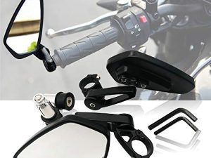 مرآة الرؤية الخلفية لقضيب الدراجات النارية العالمي مقاس 7/8 بوصة متوافقة مع YZF R1 R6 FZ07 / GROM CB500F / NINJA 650R Z125 Z7500 Z900 ER6N ER6F VERSYS1000 / DL250 DL650 DL1000 ، أسود