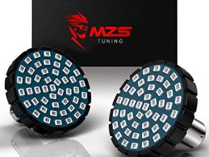 MZS 2 "الأحمر 1157 لمبة LED بإشارة الانعطاف مع 2835 رقائق على شكل رصاصة مجموعة مصابيح الجري الكل في واحد أمامي أو خلفي متوافق مع معظم الدراجات النارية العائلية (حزمة من 2)