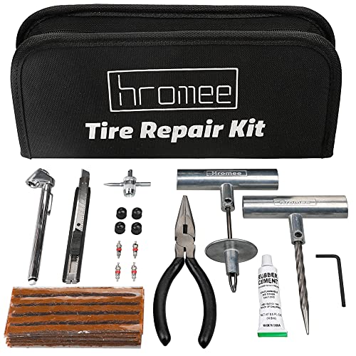 طقم أدوات إصلاح الإطارات من 48 قطعة من Hromee للسيارات والشاحنات والدراجات النارية والجرارات و ATV و RV العالمي للطوارئ لإصلاح ثقب الإطارات المسطحة مع سدادات طقم أدوات إصلاح الإطارات من 48 قطعة من Hromee للسيارات والشاحنات والدراجات النارية والجرارات و ATV و RV العالمي للطوارئ لإصلاح ثقب الإطارات المسطحة مع سدادات