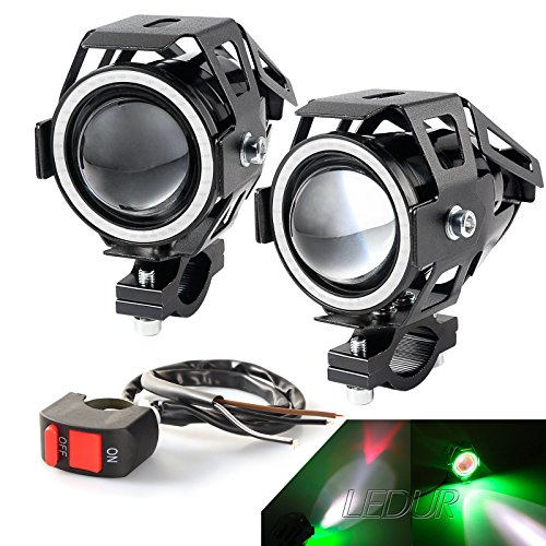 LEDUR LED U7 للدراجات النارية DRL مع أضواء حلقة عيون الملاك القيادة ضوء كشاف أمامي Hi / Lo Strobe وامض ضوء أبيض ومفتاح (2 قطعة ، هالة خضراء) LEDUR LED U7 للدراجات النارية DRL مع أضواء حلقة عيون الملاك القيادة ضوء كشاف أمامي Hi / Lo Strobe وامض ضوء أبيض ومفتاح (2 قطعة ، هالة خضراء)