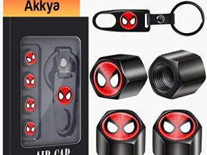 Akkya Tyre Valve Stem قبعات غطاء للسيارة دراجة هوائية دراجات نارية جرارات دراجات جبلية شاحنات سوداء لطيفة شعار العنكبوت شعار معدن كروم إطار ضغط الهواء أغطية ملحقات عجلة
