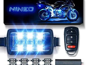 NINEO 8 قطع شريط إضاءة LED للدراجات النارية RGB ، نيون متعدد الألوان مع جهاز تحكم عن بعد ذكي | متوافق مع عربات الترايكيس كروزر سكوتر ATVs UTVs