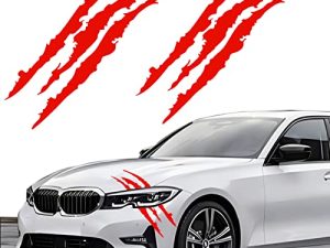 قطعتان من ملصقات علامات المخلب للسيارات ، ملصق سيارة المصباح الأمامي ، ملصق مقلم للخدش من الفينيل للسيارات الرياضية ، سيارات الدفع الرباعي ، الشاحنة الصغيرة ، نافذة الدراجات النارية إلخ (أحمر)