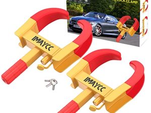 IMAYCC Wheel Lock clamp 2 Packs Heavy Duty Trailer Wheel Lock ، أقفال 13 بوصة مقاومة للسرقة للإطارات لمعظم المركبات RV ، دراجات نارية ، عربة الجولف ، أمان مقطورة مع 3 مفاتيح