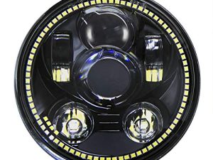Wisamic 5-3 / 4 5.75 بوصة مصباح LED أمامي - مع Halo DRL متوافق مع Harley Davidson Dyna Street Bob Super Wide Glide Low Rider Night Rod Train Softail Deuce Custom Sportster Iron 883 - أسود