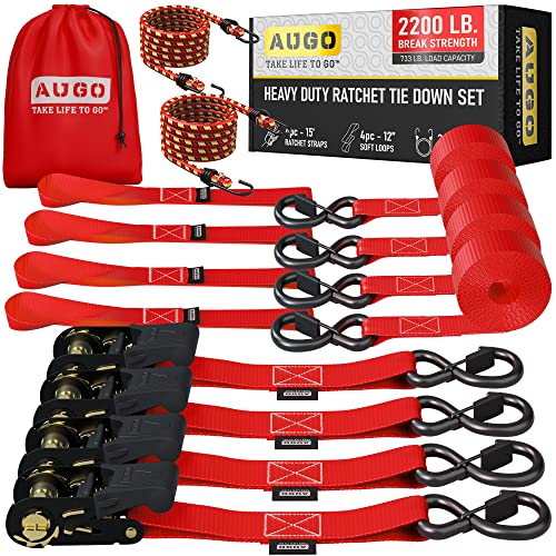 أشرطة ربط سقاطة من AUGO –4 PK– 15 FT - 2،200 LB Break Strength - خطافات S قفل الأمان - لنقل البضائع ، والأجهزة ، ومعدات الحديقة ، والدراجات النارية - تتضمن 2 حبال بنجي ، 4 حلقات ناعمة ، حقيبة تخزين أشرطة ربط سقاطة من AUGO –4 PK– 15 FT - 2،200 LB Break Strength - خطافات S قفل الأمان - لنقل البضائع ، والأجهزة ، ومعدات الحديقة ، والدراجات النارية - تتضمن 2 حبال بنجي ، 4 حلقات ناعمة ، حقيبة تخزين