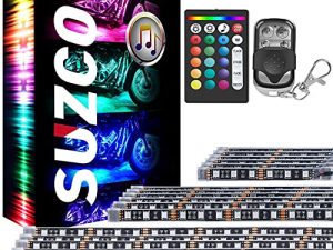 مجموعة مصابيح LED للدراجات النارية SUZCO 18 عبوة مع RF وIR وشرائط RGB مع إشارة الانعطاف والتحذير والفرامل L / R ، مصباح نيون متعدد الألوان 2 فولت مقاوم للماء لهارلي هوندا كاواساكي بولاريس KTM Can Am RZR X3