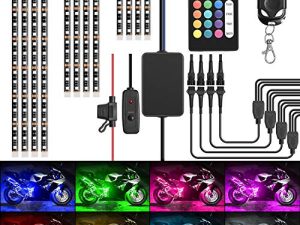 Nilight - TL-35 12PCS دراجة نارية RGB طقم إضاءة ليد مقاوم للماء متعدد الألوان أضواء الغلاف الجوي مع وحدات تحكم عن بعد لاسلكية RF مزدوجة لهارلي ديفيدسون هوندا كاواساكي سوزوكي ، ضمان لمدة عامين