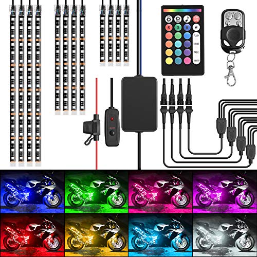 Nilight - TL-35 12PCS دراجة نارية RGB طقم إضاءة ليد مقاوم للماء متعدد الألوان أضواء الغلاف الجوي مع وحدات تحكم عن بعد لاسلكية RF مزدوجة لهارلي ديفيدسون هوندا كاواساكي سوزوكي ، ضمان لمدة عامين Nilight - TL-35 12PCS دراجة نارية RGB طقم إضاءة ليد مقاوم للماء متعدد الألوان أضواء الغلاف الجوي مع وحدات تحكم عن بعد لاسلكية RF مزدوجة لهارلي ديفيدسون هوندا كاواساكي سوزوكي ، ضمان لمدة عامين