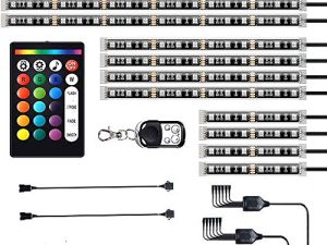 XLANJINGJ 12 قطعة مجموعة مصابيح LED للدراجات النارية شرائط متعددة الألوان لهجة توهج نيون مصباح جو بتأثير أرضي مع جهاز تحكم عن بعد IR / RF مزدوج لدراجات نارية تيار مستمر 12 فولت سيارات ATVs SUVs